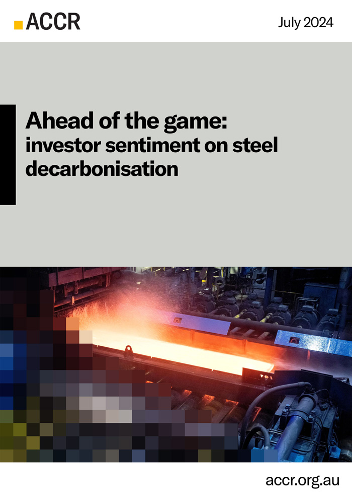 Cover page of the Ahead of the game: investor sentiment on steel decarbonisation publication.