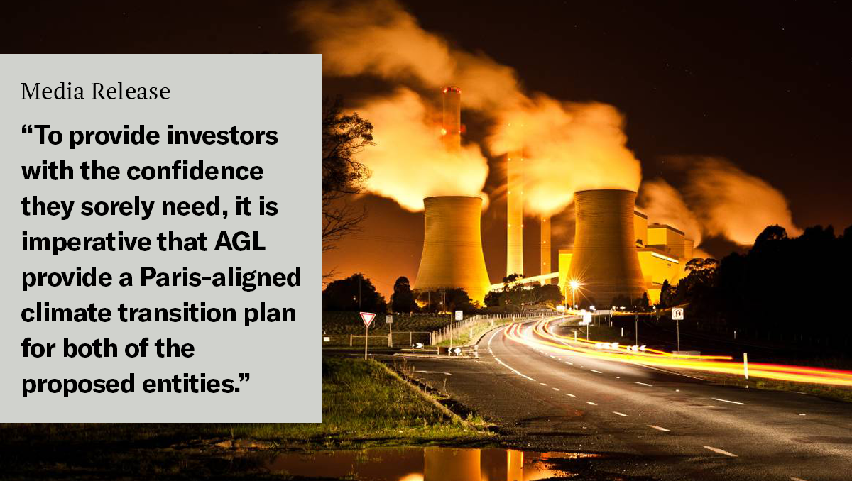 AGL must set Paris aligned targets for demerged companies ACCR