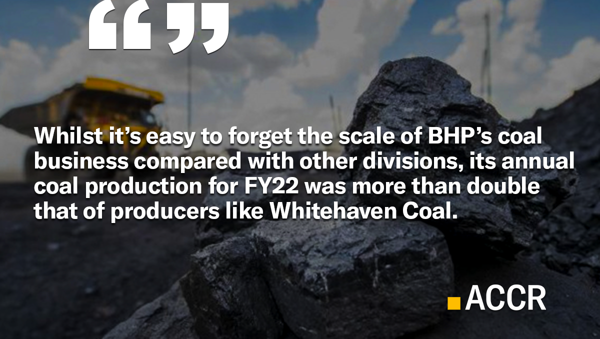 BHP’s coal business cashes in despite its climate claims - ACCR