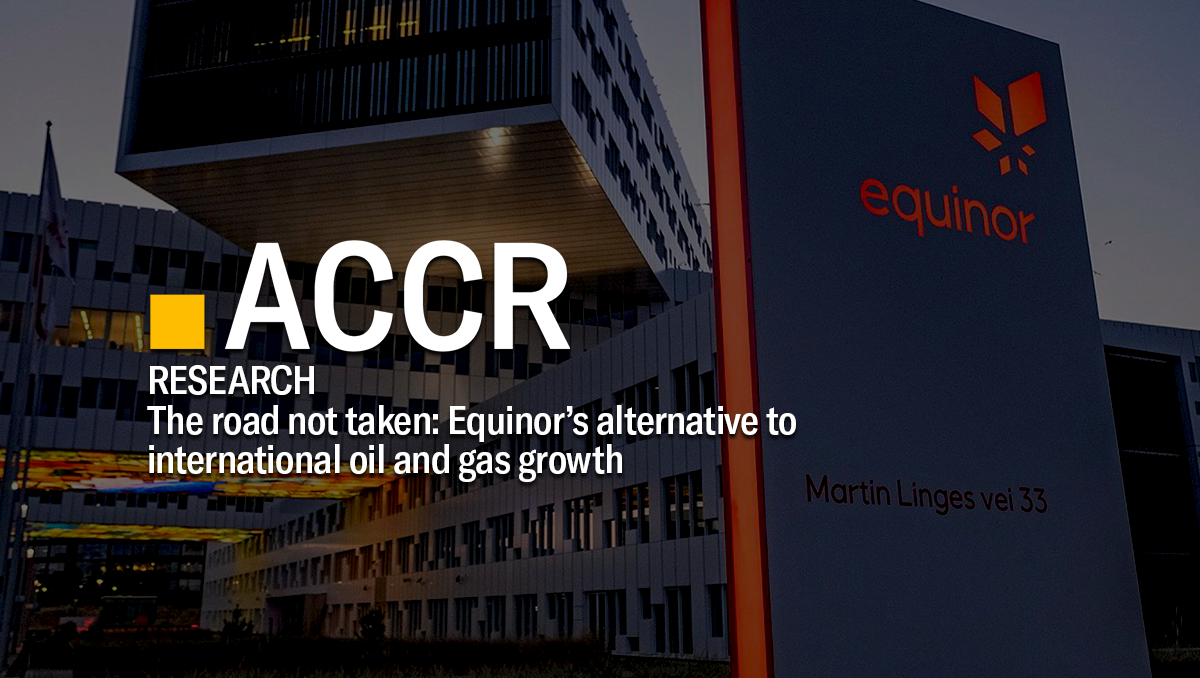 Cover page of the The road not taken: Equinor’s alternative to international oil and gas growth publication.