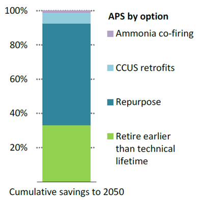 The repurposing of coal plants for flexibility is widely adopted under the IEA’s APS