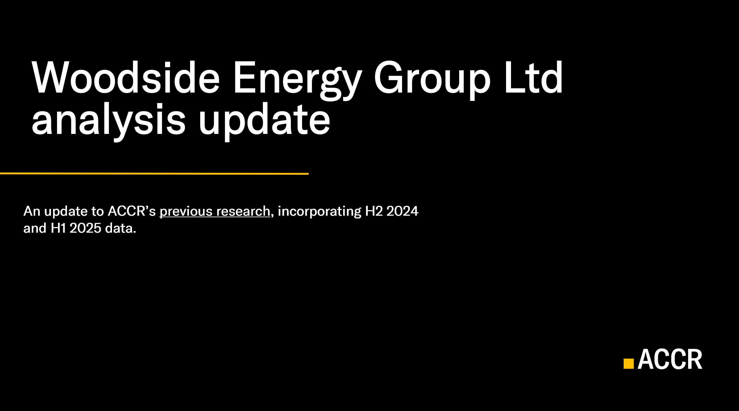 Cover page of the Woodside Energy Group Ltd analysis update  publication.